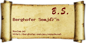 Berghofer Semjén névjegykártya
